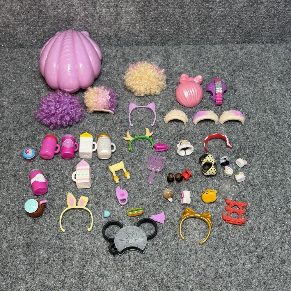 Lol Surprise Doll Accessory Lot Cups Glasses Purses Hats Headbands Shoes Clam